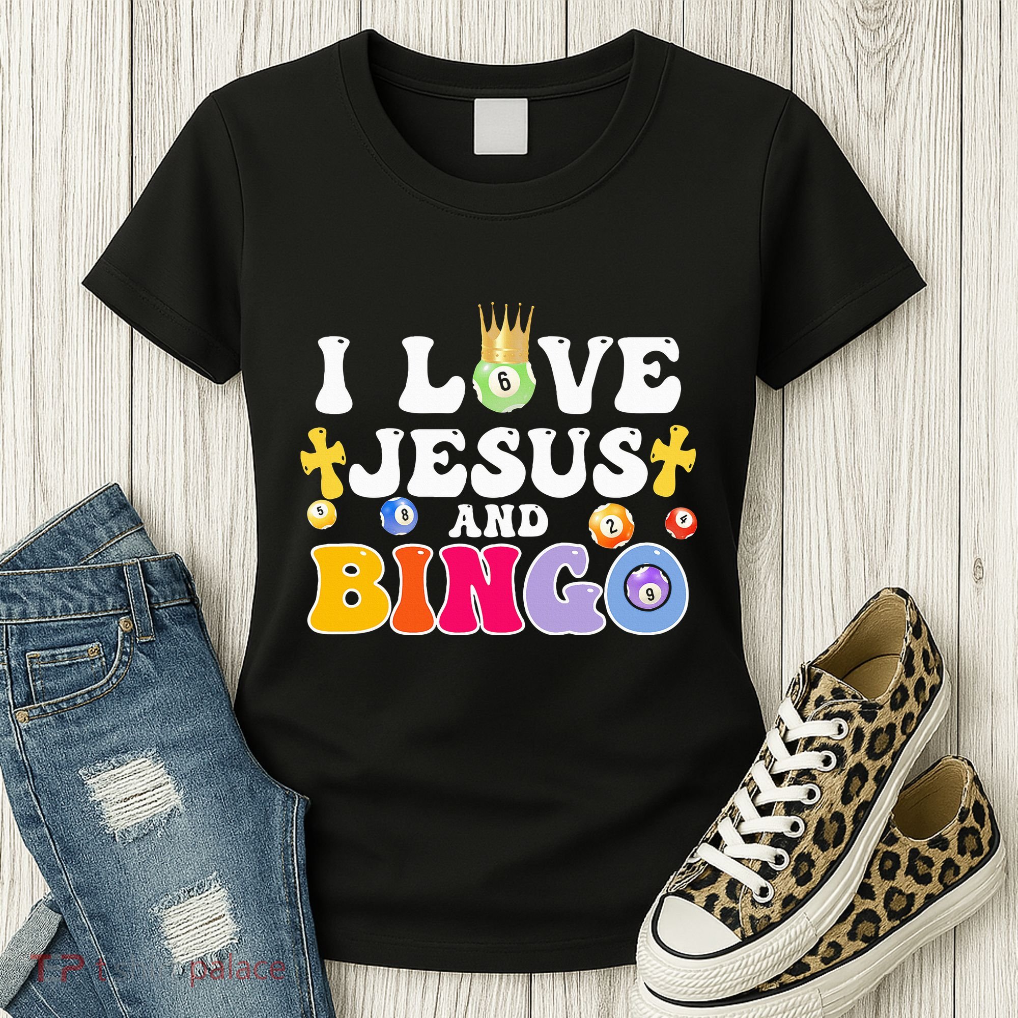 I Love Jesus And Bingo Christian Cross Board Games Women's T-Shirt