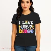 I Love Jesus And Bingo Christian Cross Board Games Women's T-Shirt thumb 4