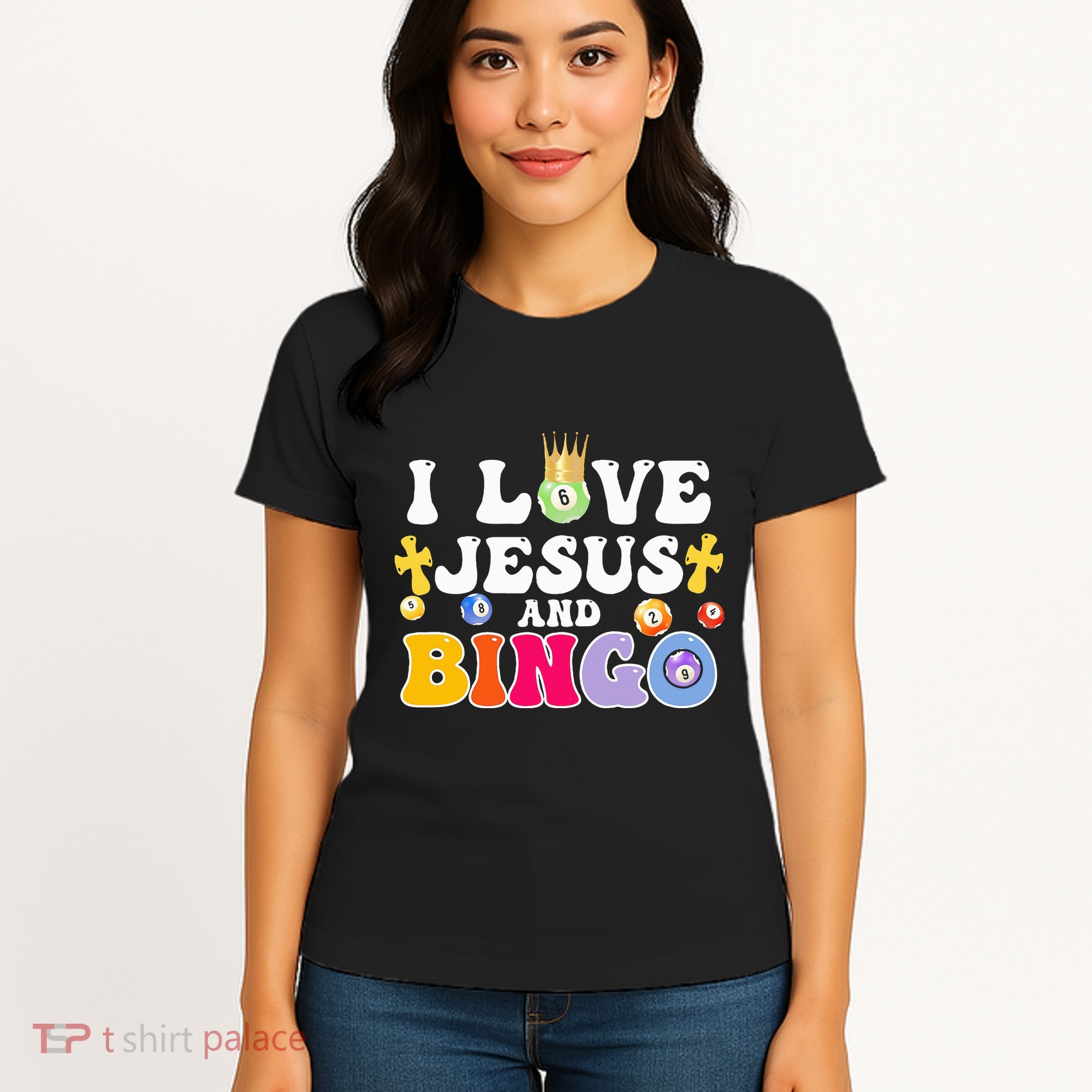 I Love Jesus And Bingo Christian Cross Board Games Women's T-Shirt