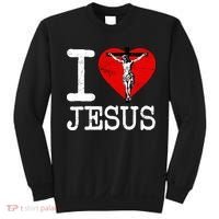 I Love Jesus Heart Cross Christain Faith Christ Sweatshirt thumb 0