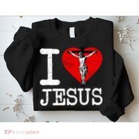 I Love Jesus Heart Cross Christain Faith Christ Sweatshirt thumb 2