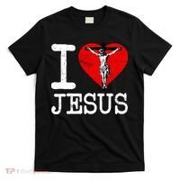 I Love Jesus Heart Cross Christain Faith Christ T-Shirt thumb 0