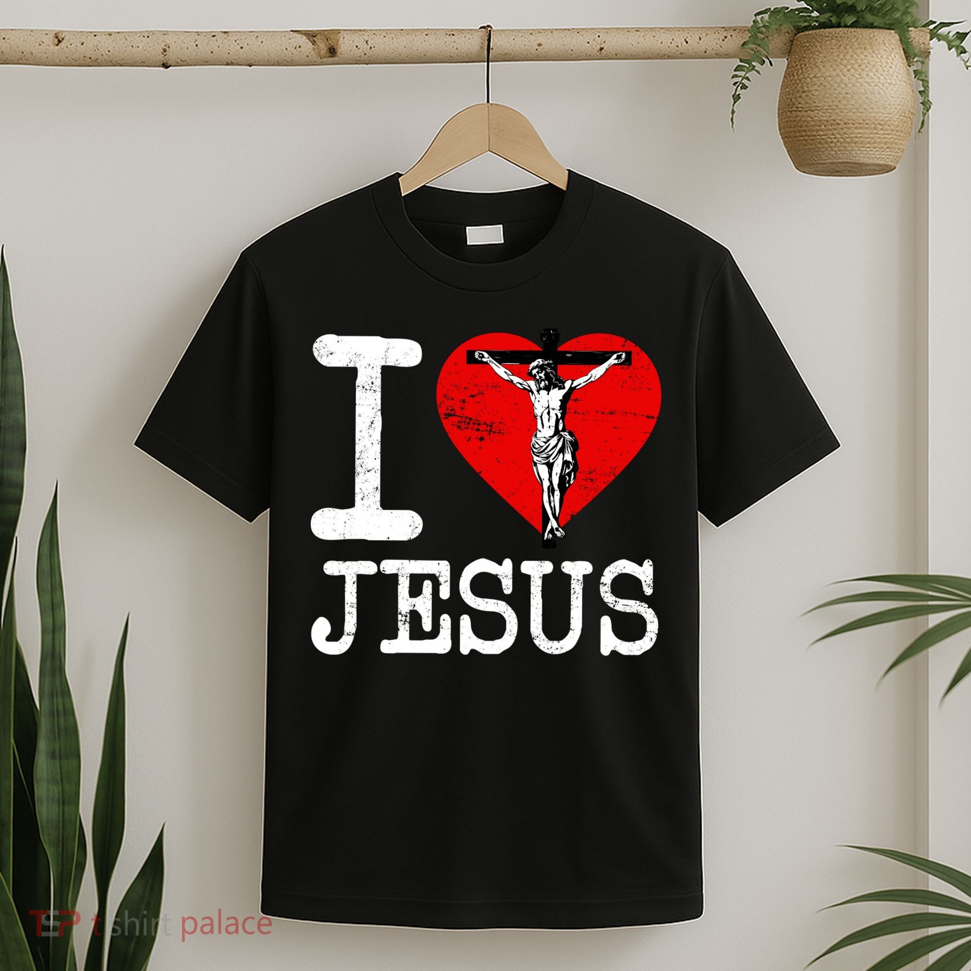 I Love Jesus Heart Cross Christain Faith Christ T-Shirt