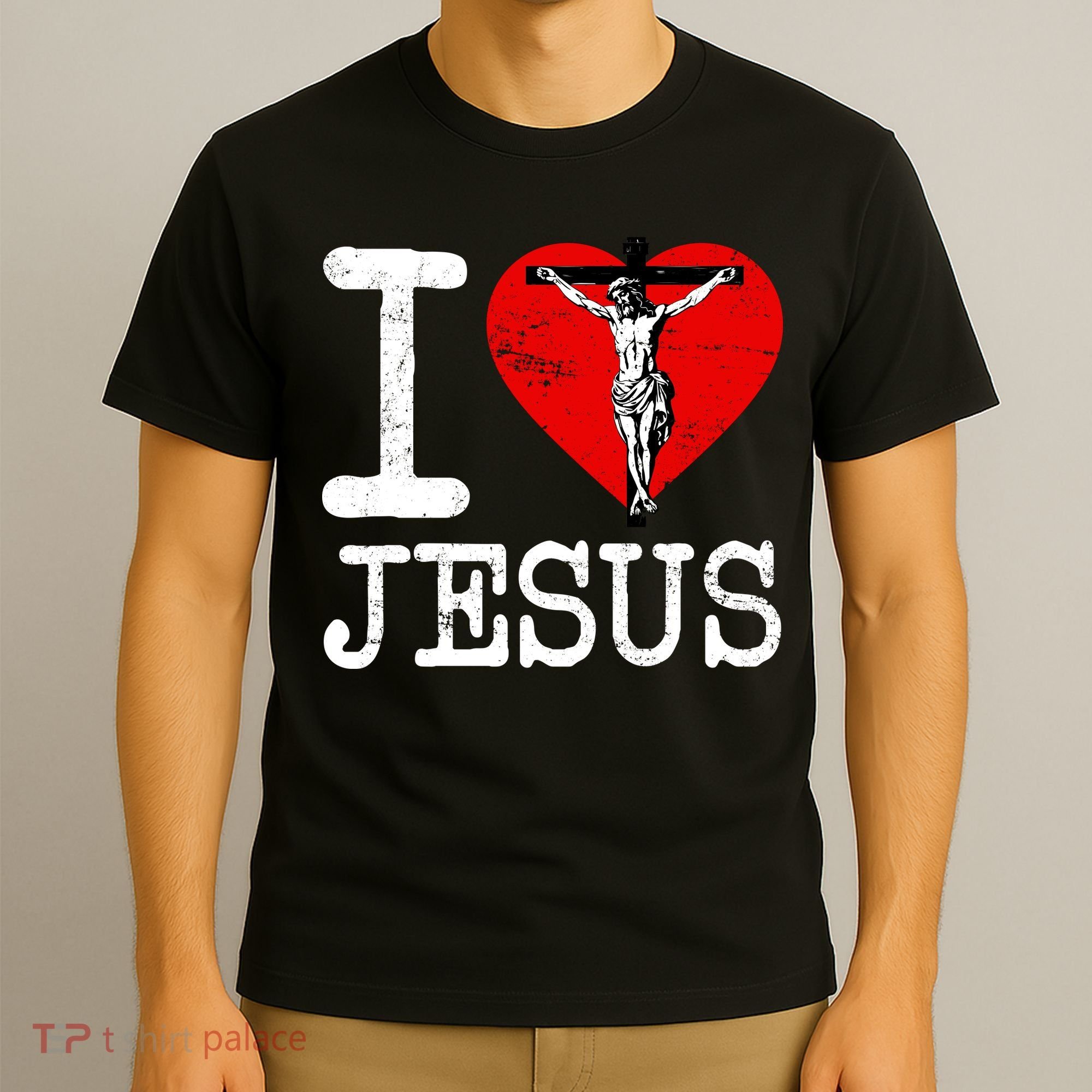 I Love Jesus Heart Cross Christain Faith Christ T-Shirt