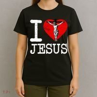 I Love Jesus Heart Cross Christain Faith Christ T-Shirt thumb 4