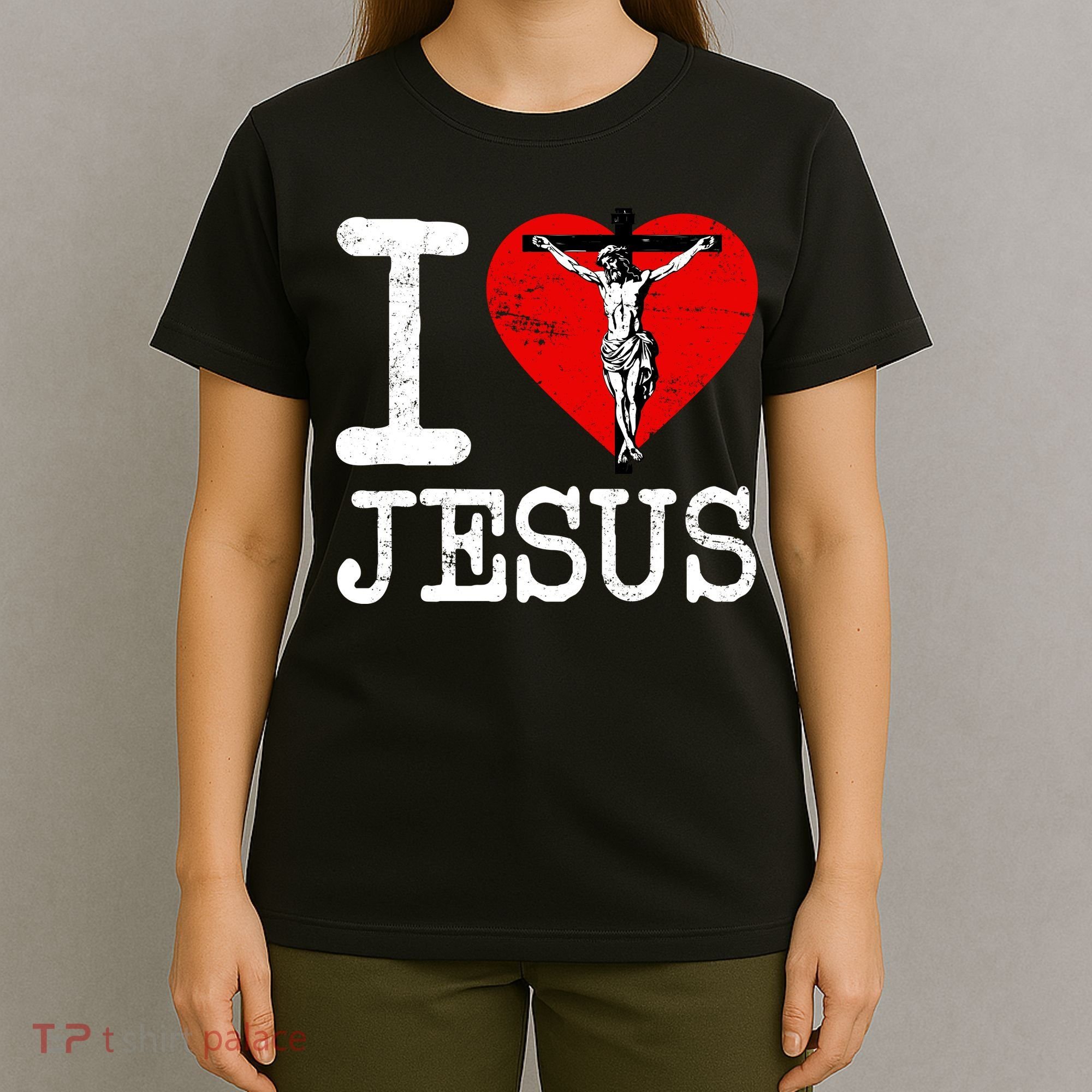 I Love Jesus Heart Cross Christain Faith Christ T-Shirt
