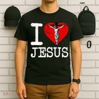 I Love Jesus Heart Cross Christain Faith Christ T-Shirt thumb 6