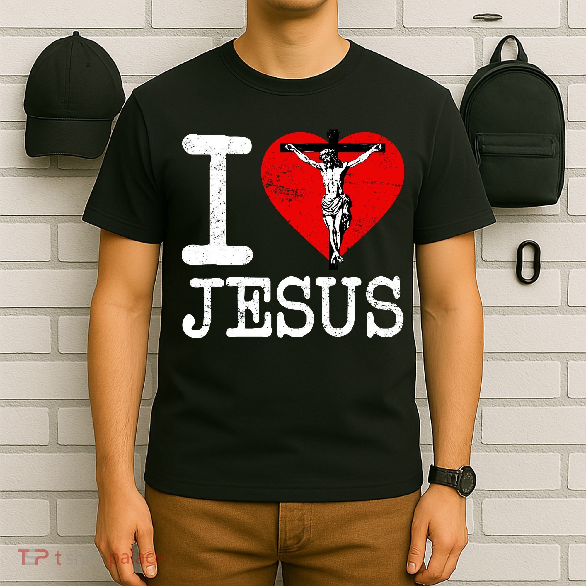 I Love Jesus Heart Cross Christain Faith Christ T-Shirt