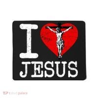 I Love Jesus Heart Cross Christain Faith Christ Mousepad thumb 0