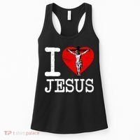 I Love Jesus Heart Cross Christain Faith Christ Women's Tank Top thumb 0