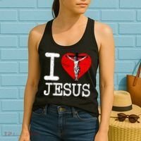 I Love Jesus Heart Cross Christain Faith Christ Women's Tank Top thumb 2