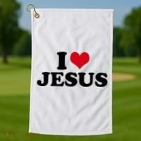 I Love Jesus Golf Towel thumb 1