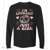 Im Literally Just A Girl Sad Hamster Meme Comfort Colors Heavyweight Long Sleeve T-Shirt thumb 0