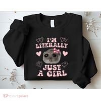 Im Literally Just A Girl Sad Hamster Meme Sweatshirt thumb 2