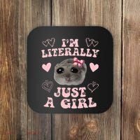 Im Literally Just A Girl Sad Hamster Meme Coaster thumb 0