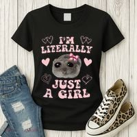 Im Literally Just A Girl Sad Hamster Meme Women's T-Shirt thumb 3