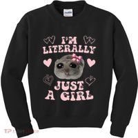Im Literally Just A Girl Sad Hamster Meme Kids Sweatshirt thumb 0