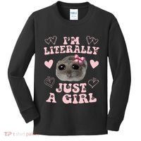 Im Literally Just A Girl Sad Hamster Meme Kids Long Sleeve Shirt thumb 0
