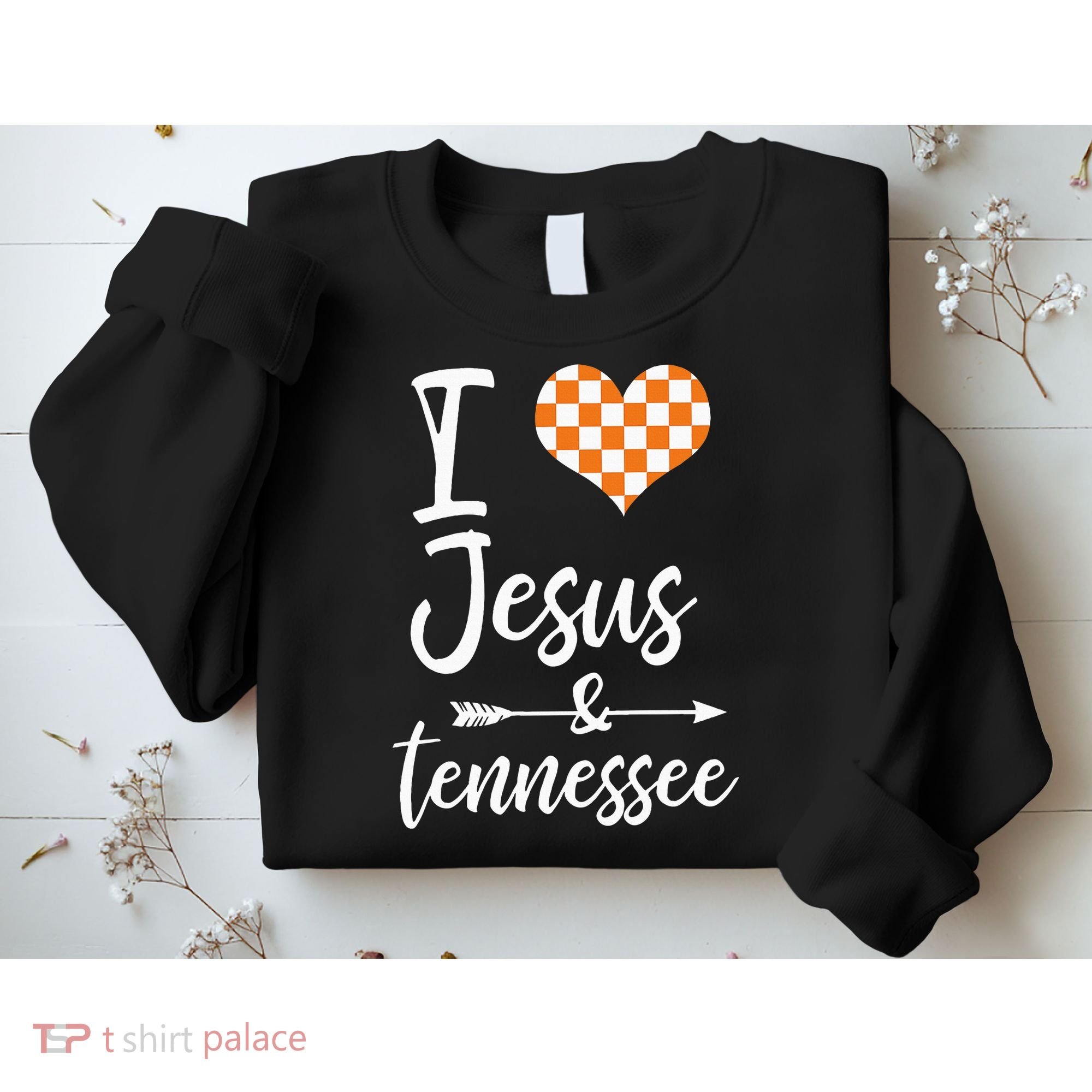I Love Jesus And Tennessee Orange Heart Cute Fan Sweatshirt