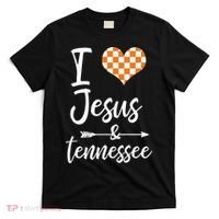 I Love Jesus And Tennessee Orange Heart Cute Fan T-Shirt thumb 0