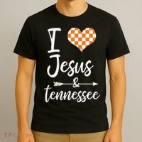 I Love Jesus And Tennessee Orange Heart Cute Fan T-Shirt thumb 3