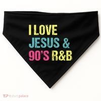 I Love Jesus And 90s R&B Rnb Music Lover USA-Made Doggie Bandana thumb 0