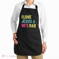 I Love Jesus And 90s R&B Rnb Music Lover Apron thumb 2