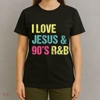 I Love Jesus And 90s R&B Rnb Music Lover T-Shirt thumb 4