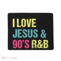 I Love Jesus And 90s R&B Rnb Music Lover Mousepad thumb 0