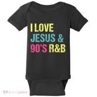 I Love Jesus And 90s R&B Rnb Music Lover Baby Bodysuit thumb 0