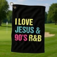 I Love Jesus And 90s R&B Rnb Music Lover Golf Towel thumb 1