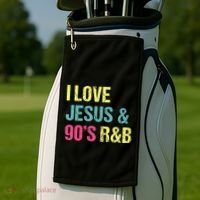 I Love Jesus And 90s R&B Rnb Music Lover Golf Towel thumb 2