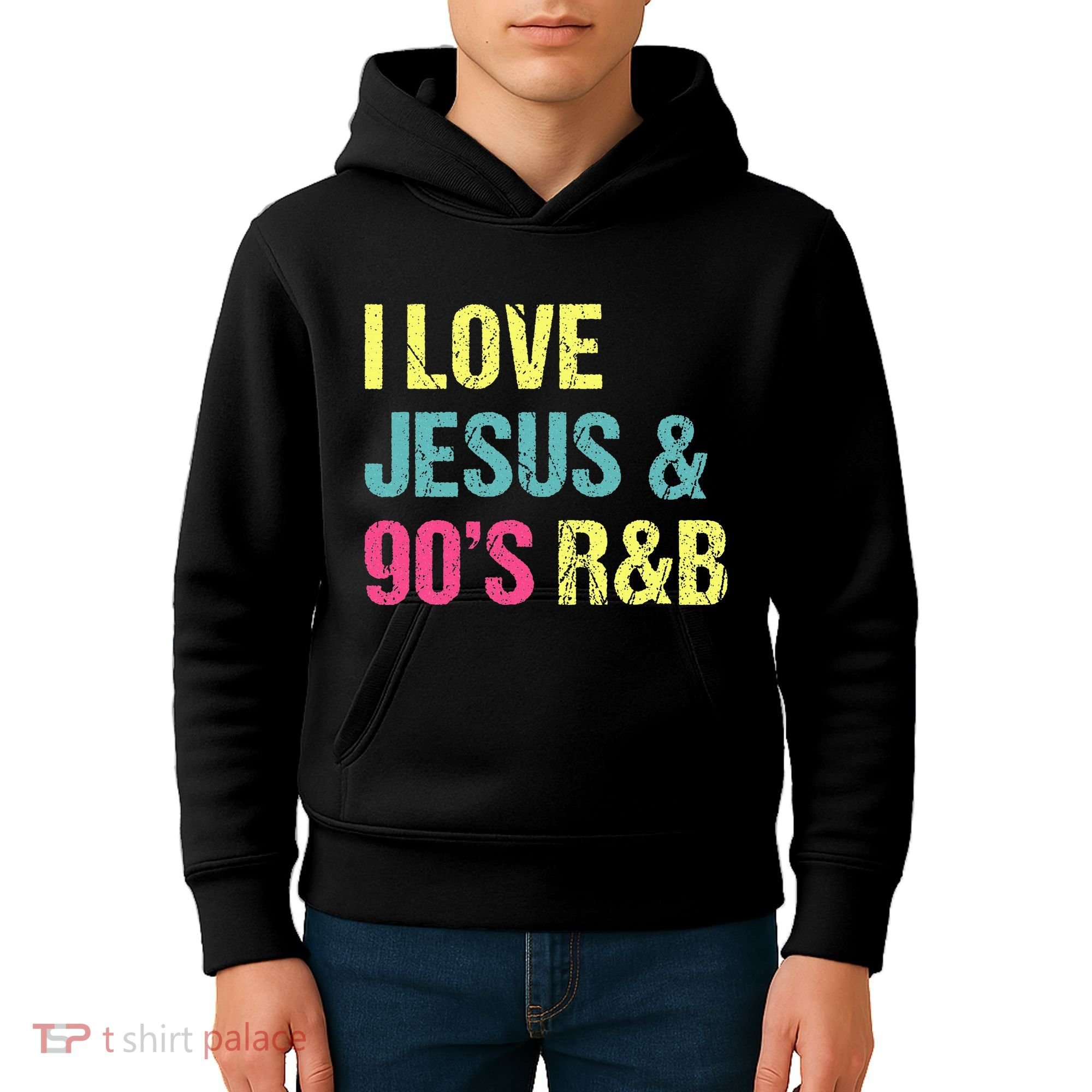 I Love Jesus And 90s R&B Rnb Music Lover Kids Hoodie