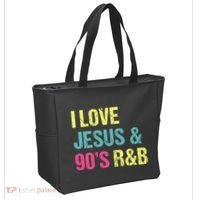 I Love Jesus And 90s R&B Rnb Music Lover Tote Bag thumb 2