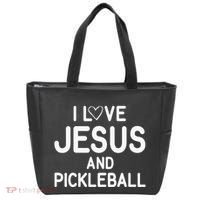 I Love Jesus And Pickleball Funny Jokes Sarcastic Tote Bag thumb 0