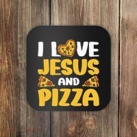 I Love Jesus And Pizza Coaster thumb 0