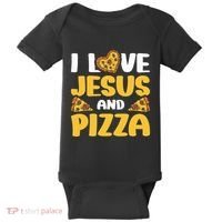 I Love Jesus And Pizza Baby Bodysuit thumb 0