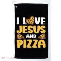 I Love Jesus And Pizza Golf Towel thumb 0