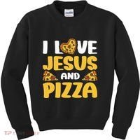 I Love Jesus And Pizza Kids Sweatshirt thumb 0