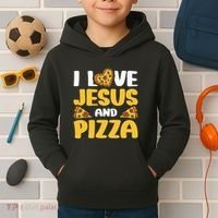 I Love Jesus And Pizza Kids Hoodie thumb 2