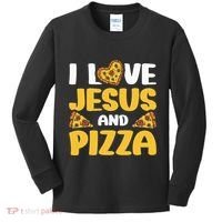 I Love Jesus And Pizza Kids Long Sleeve Shirt thumb 0