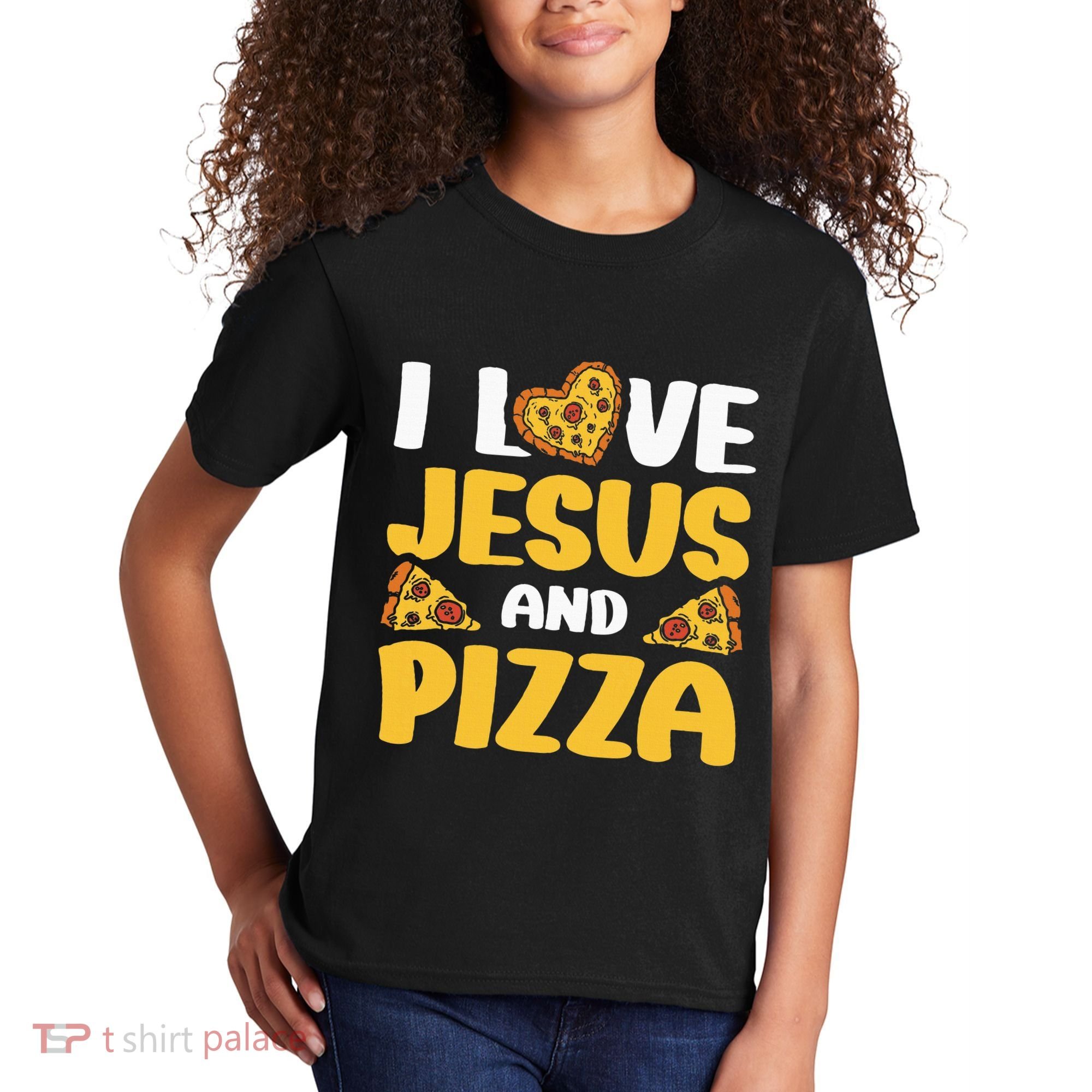 I Love Jesus And Pizza Kids T-Shirt
