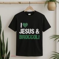 I Love Jesus And Broccoli Lover Funny Vegetable Veggies Food T-Shirt thumb 2