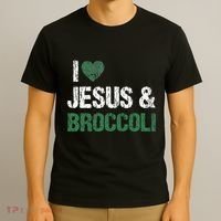 I Love Jesus And Broccoli Lover Funny Vegetable Veggies Food T-Shirt thumb 3