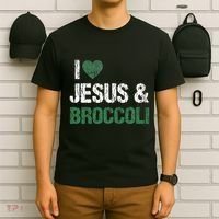 I Love Jesus And Broccoli Lover Funny Vegetable Veggies Food T-Shirt thumb 6