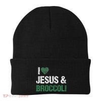 I Love Jesus And Broccoli Lover Funny Vegetable Veggies Food Beanie thumb 0