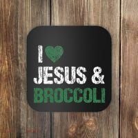 I Love Jesus And Broccoli Lover Funny Vegetable Veggies Food Coaster thumb 0