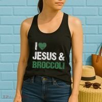 I Love Jesus And Broccoli Lover Funny Vegetable Veggies Food Women's Tank Top thumb 2