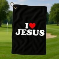I Love Jesus - Heart  Golf Towel thumb 1