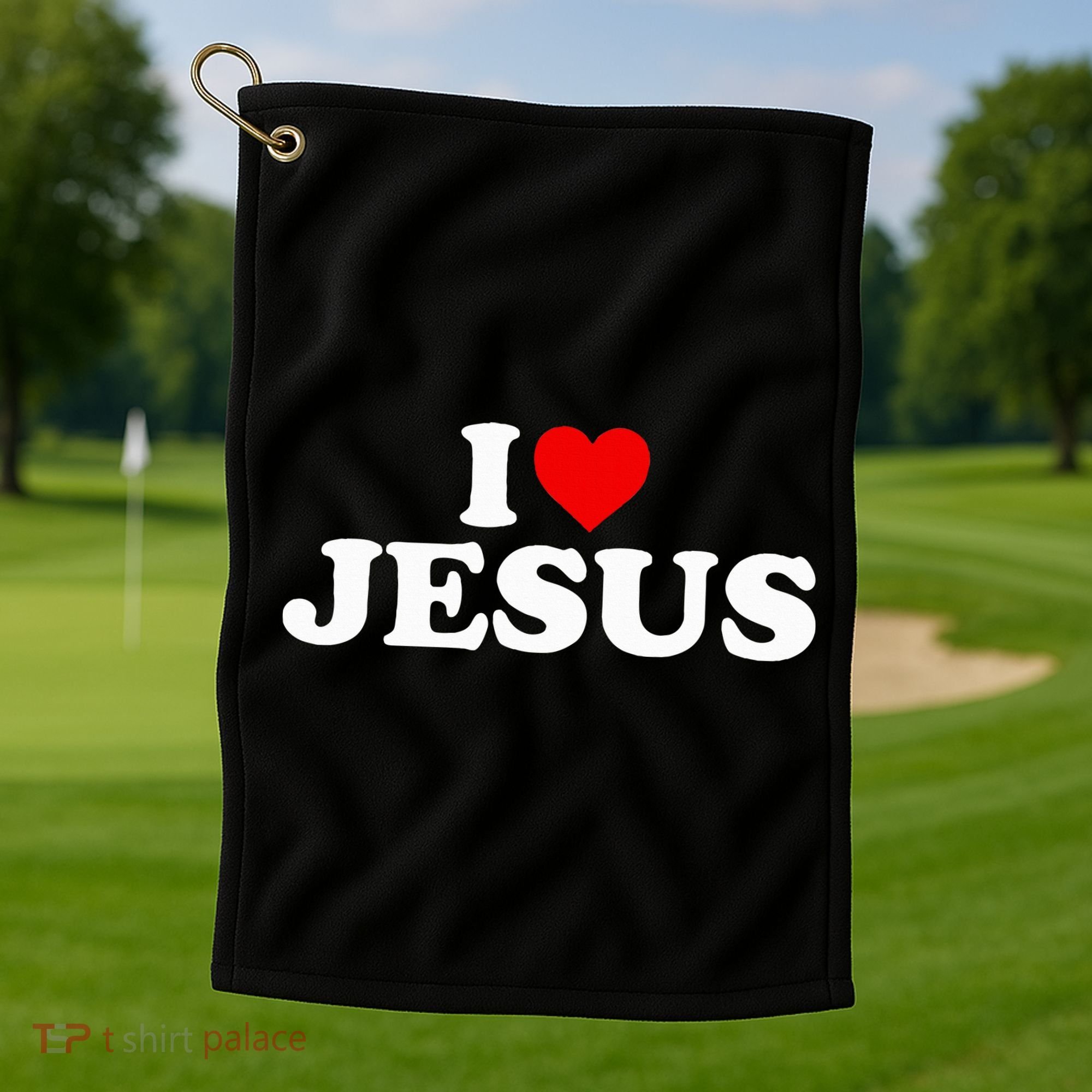 I Love Jesus - Heart  Golf Towel